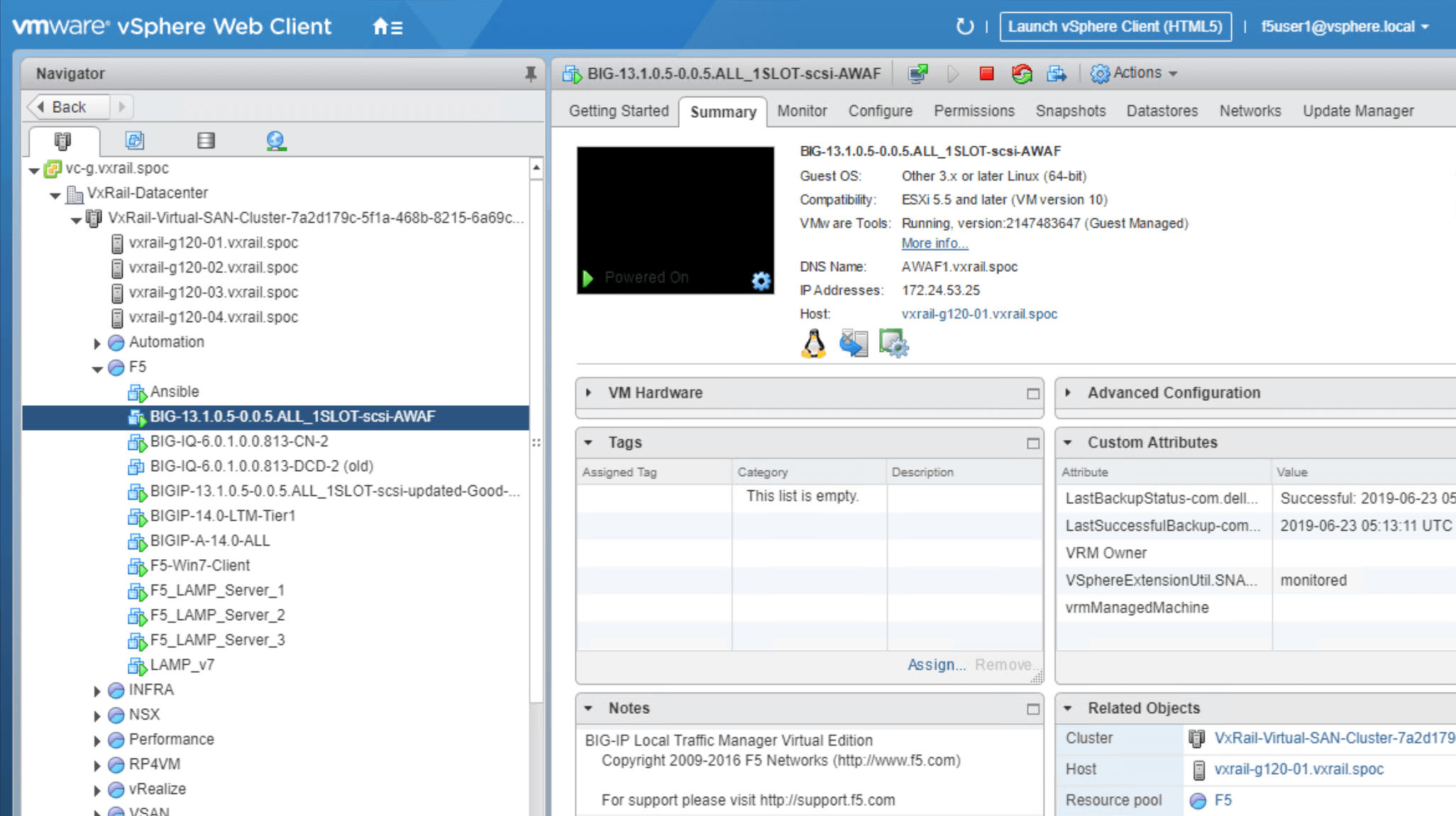 Figure 1: A screenshot of the VxRail vCenter