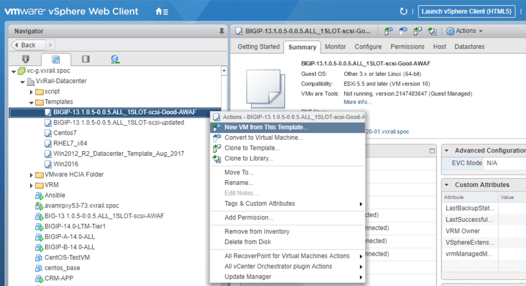 Figure 2: Setting up the Advanced WAF service using the vCenter interface. 