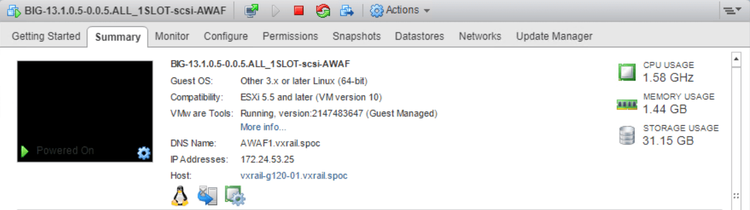 Figure 3: A summary page showing the Advanced WAF service deployed on VxRail  